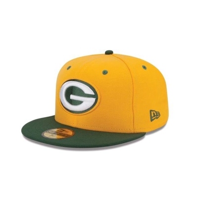 Yellow Green Bay Packers Hat - New Era NFL 2Tone 59FIFTY Fitted Caps USA0391428